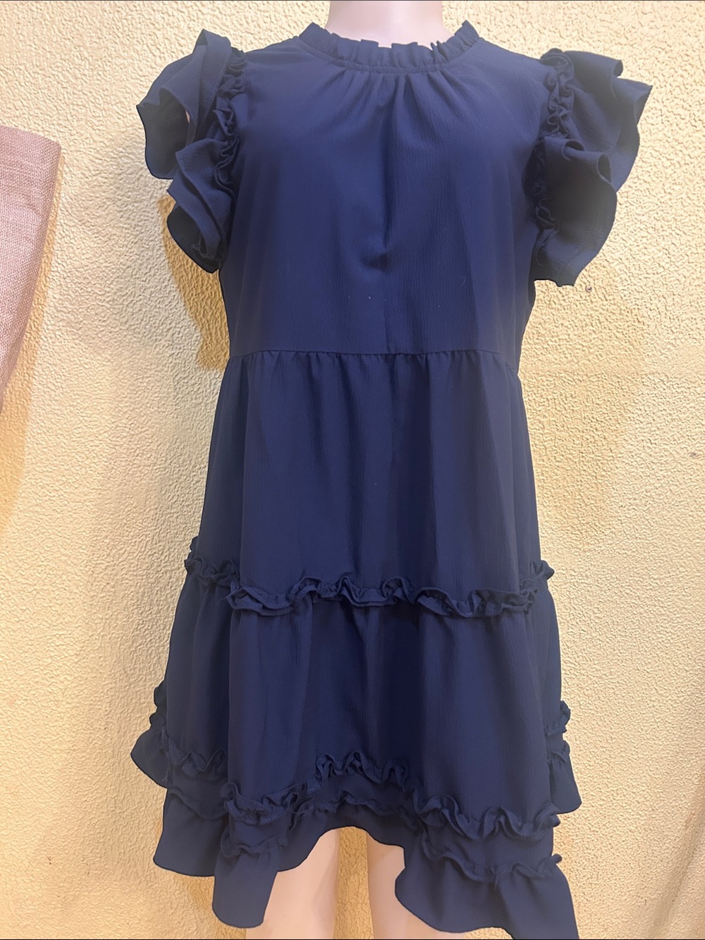 JODIFL Navy Ruffle Tiered Girls Dress
